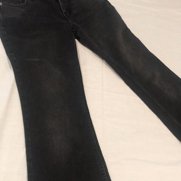 We The Free by Free People Black Flare Jeans Fringe Bottom 25 - Picture 5 of 15